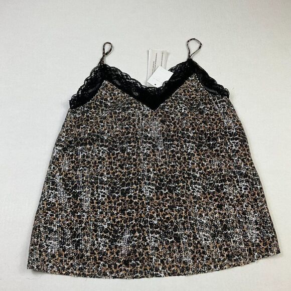 Olivia Rubin Sequin Lace Cami Tank Top Leopard V-Neck Sleeveless Size 2 US NEW - Picture 1 of 12
